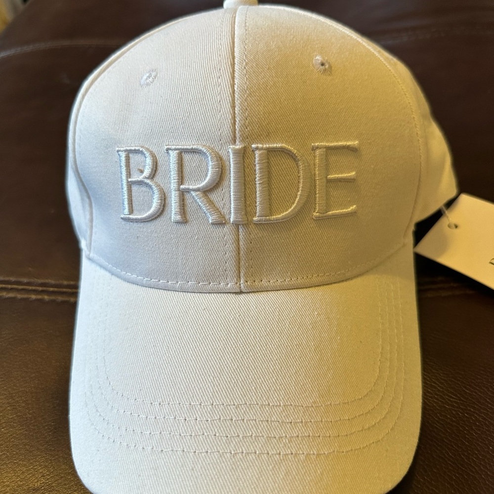 White Bride Embroidered Hat with Curved Brim